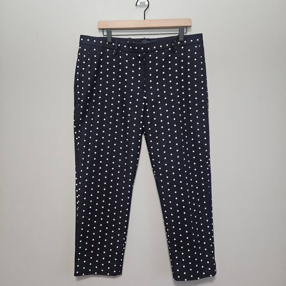 Gap Crop Pants Size 14 Navy White Polka Dot Preppy Spring - Picture 9 of 11